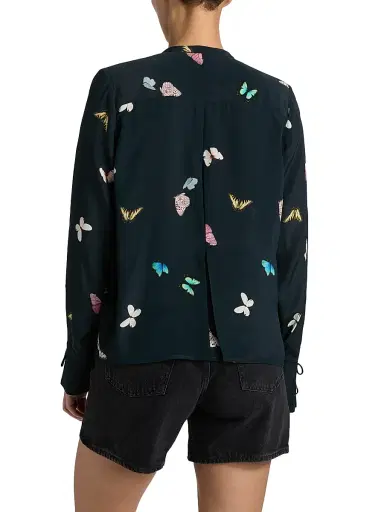 rag & bone Women's Arden Butterfly-Printed Pleated Blouse - Black Butterfly Multi - Size Large | Thumbnail 5 rag & bone Women's Arden Butterfly-Printed Pleated Blouse - Black Butterfly Multi - Size Large | Thumbnail 5
