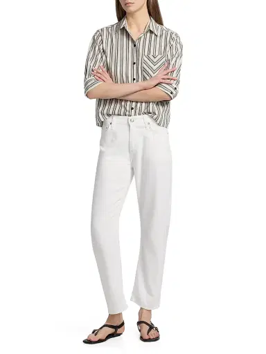rag & bone Women's Lucia Striped Cotton Poplin Shirt - Charcoal Stripe | Thumbnail 2