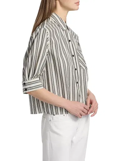 rag & bone Women's Lucia Striped Cotton Poplin Shirt - Charcoal Stripe | Thumbnail 4