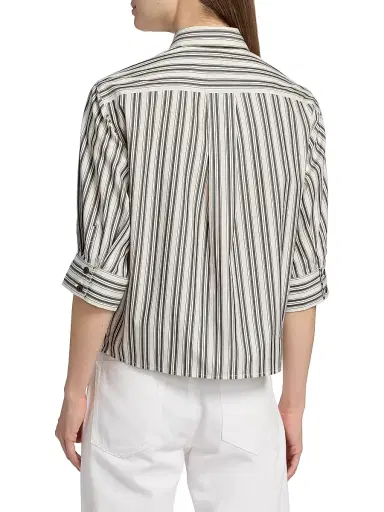 rag & bone Women's Lucia Striped Cotton Poplin Shirt - Charcoal Stripe | Thumbnail 5