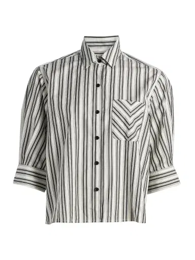 rag & bone Women's Lucia Striped Cotton Poplin Shirt - Charcoal Stripe | Thumbnail 1