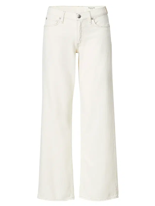 rag & bone Women's Cam Low-Rise Full Straight-Leg Jeans - Ecru
