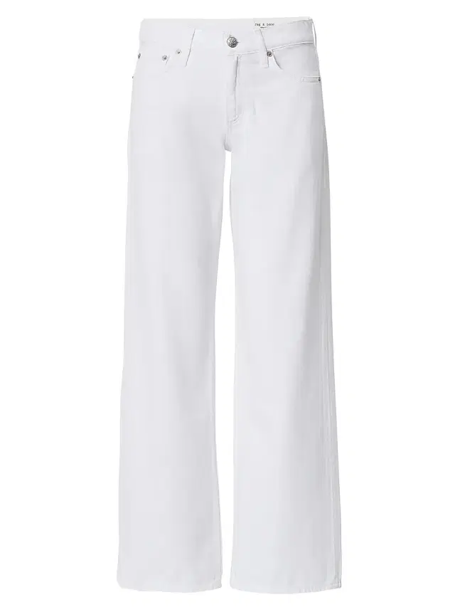 rag & bone Women's Featherweight Cam Low-Rise Straight Jeans - White