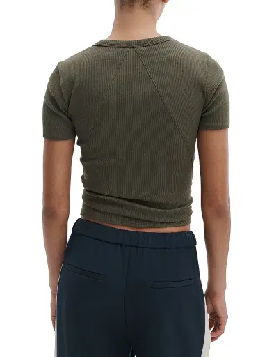 rag & bone Women's Essential Rib Stretch-Cotton Crewneck T-Shirt | Thumbnail 4 rag & bone Women's Essential Rib Stretch-Cotton Crewneck T-Shirt | Thumbnail 4