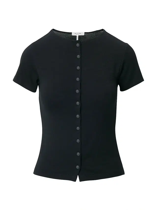 rag & bone Women's The Knit Button-Front T-Shirt - Black