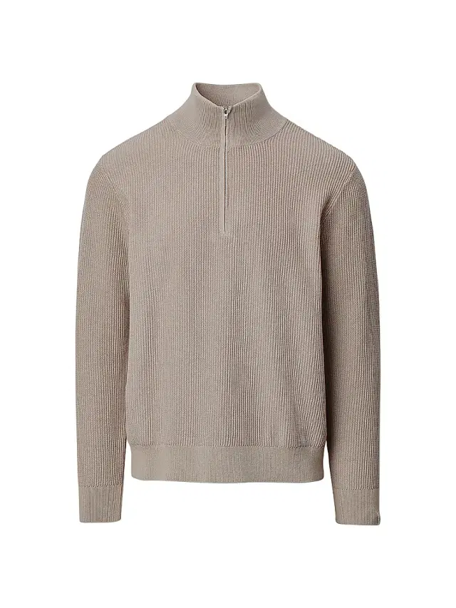 rag & bone Men's Caden Quarter-Zip Cotton-Blend Sweater - Taupe