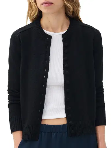 rag & bone Women's Wallace Wool-Cashmere Cardigan - Black | Thumbnail 4