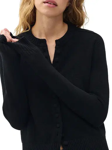 rag & bone Women's Wallace Wool-Cashmere Cardigan - Black | Thumbnail 6