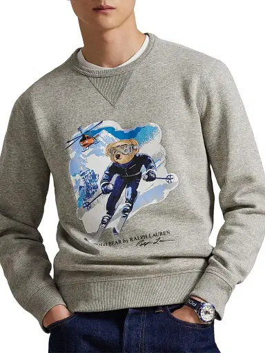 Polo Ralph Lauren Men's Ski Polo Bear Cotton-Blend Top - Loft Heather Active Bear - Size XXL | Thumbnail 3 Polo Ralph Lauren Men's Ski Polo Bear Cotton-Blend Top - Loft Heather Active Bear - Size XXL | Thumbnail 3