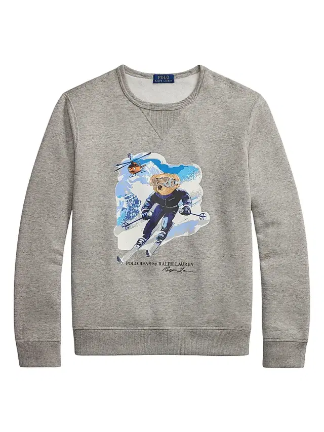 Polo Ralph Lauren Men's Ski Polo Bear Cotton-Blend Top - Loft Heather Active Bear