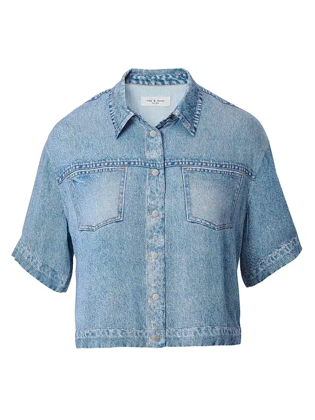 rag & bone Women's rb Miramar Slink Abby Button-Front Top - Murray
