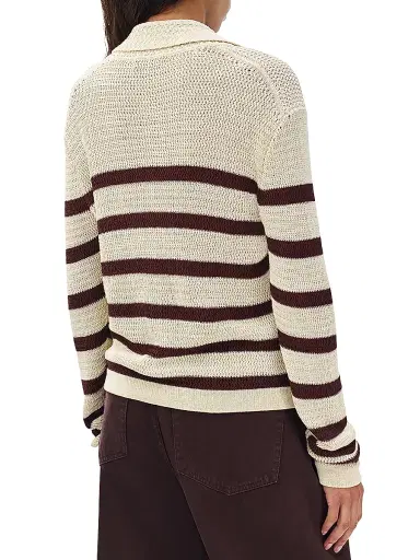 rag & bone Women's Costi Striped Open-Knit Cardigan - Turtledove | Thumbnail 4