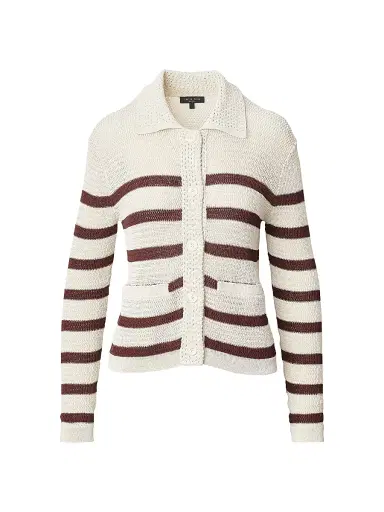 rag & bone Women's Costi Striped Open-Knit Cardigan - Turtledove | Thumbnail 1
