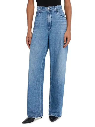 rag & bone Women's Featherweight Logan Wide-Leg Jeans - River | Thumbnail 3
