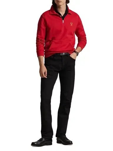 Polo Ralph Lauren Men's Loopback Terry Quarter-Zip Shirt - Red | Thumbnail 2