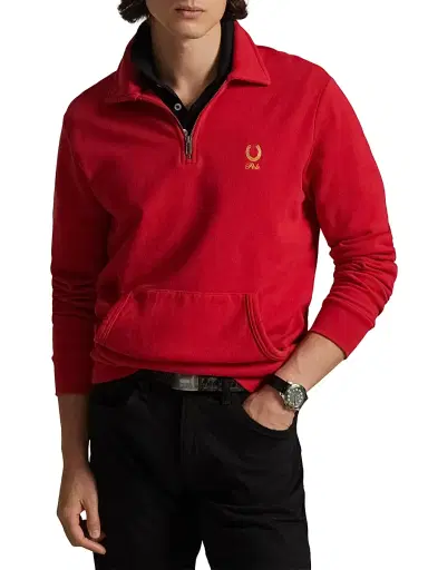 Polo Ralph Lauren Men's Loopback Terry Quarter-Zip Shirt - Red | Thumbnail 3