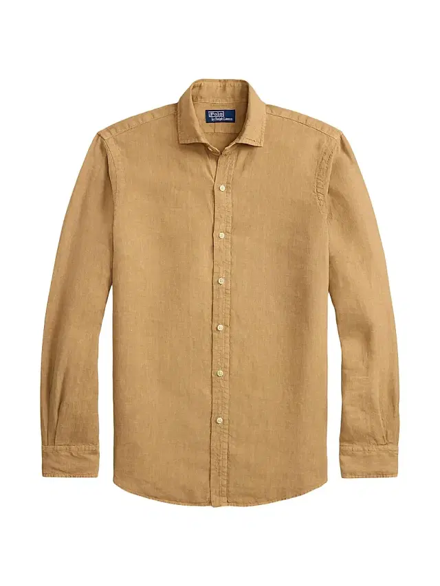 Polo Ralph Lauren Men's Slub Linen Button-Front Shirt - Classic Camel