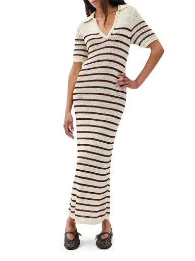 rag & bone Women's Costi Striped Cotton-Blend Knit Maxi Dress - | Thumbnail 3
