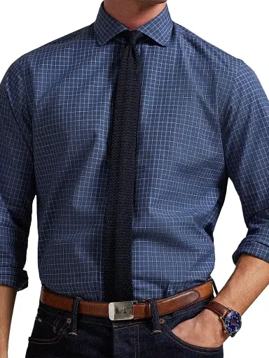 Polo Ralph Lauren Men's Grid Cotton Poplin Shirt - Navy Blue Multi - Size XXL | Thumbnail 5 Polo Ralph Lauren Men's Grid Cotton Poplin Shirt - Navy Blue Multi - Size XXL | Thumbnail 5