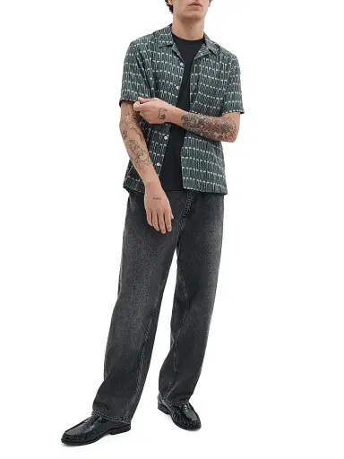 rag & bone Men's Avery Geometric Print Camp Shirt - Indigo Stripe | Thumbnail 2