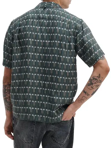 rag & bone Men's Avery Geometric Print Camp Shirt - Indigo Stripe | Thumbnail 5