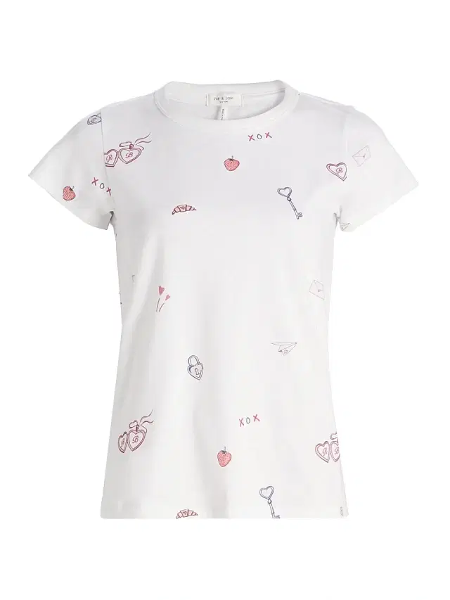 rag & bone Women's All Over Valentines T-Shirt - White Multi