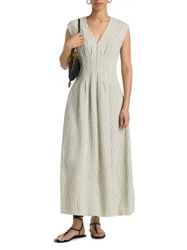 rag & bone Women's Ines Striped A-Line Maxi Dress - Cream Stripe | Thumbnail 3