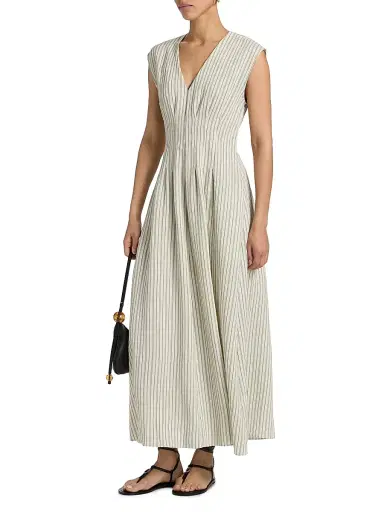 rag & bone Women's Ines Striped A-Line Maxi Dress - Cream Stripe | Thumbnail 4