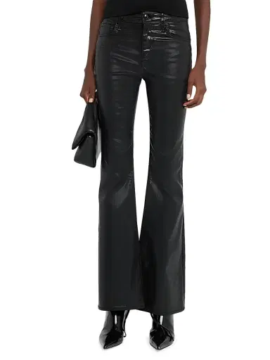 rag & bone Women's Flexi Dahlia Mid-Rise Coated Jeans - Black | Thumbnail 3