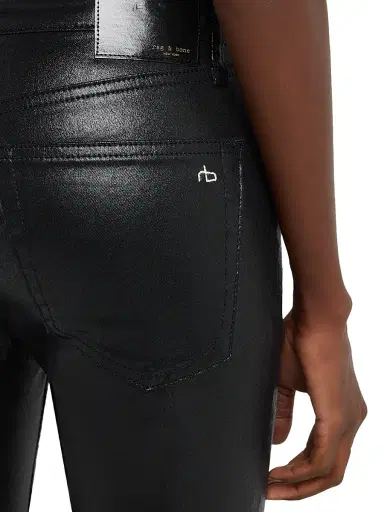 rag & bone Women's Flexi Dahlia Mid-Rise Coated Jeans - Black | Thumbnail 5