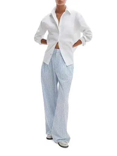 rag & bone Women's Chappell Striped Cotton Poplin Pants - Baby Blue Stripe | Thumbnail 2