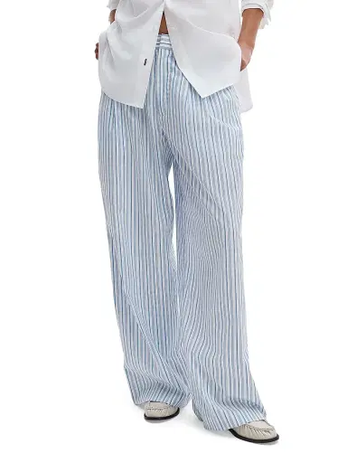 rag & bone Women's Chappell Striped Cotton Poplin Pants - Baby Blue Stripe | Thumbnail 3