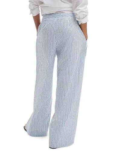 rag & bone Women's Chappell Striped Cotton Poplin Pants - Baby Blue Stripe | Thumbnail 4