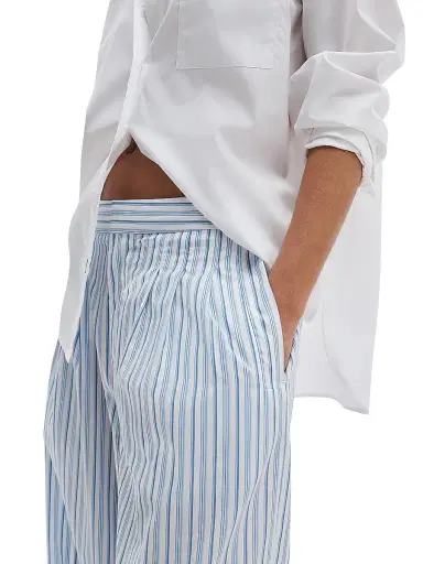 rag & bone Women's Chappell Striped Cotton Poplin Pants - Baby Blue Stripe | Thumbnail 5