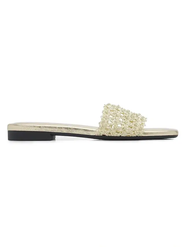 rag & bone Women's Ellie Woven Strap Slides - Gold  Sandals
