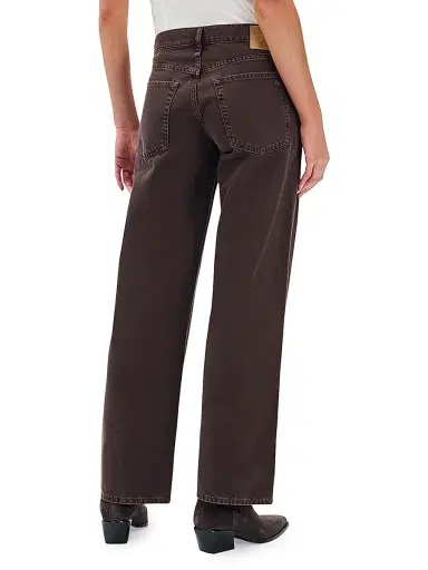 rag & bone Women's Saige Cotton Straight-Leg Jeans - Dark Brown | Thumbnail 4