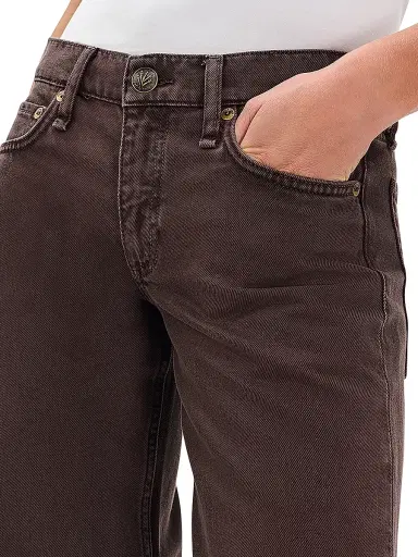 rag & bone Women's Saige Cotton Straight-Leg Jeans - Dark Brown | Thumbnail 5