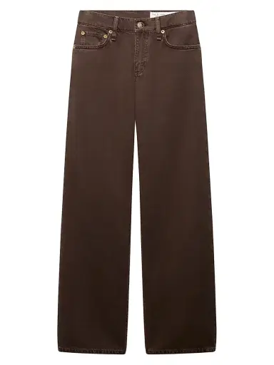 rag & bone Women's Saige Cotton Straight-Leg Jeans - Dark Brown | Thumbnail 1