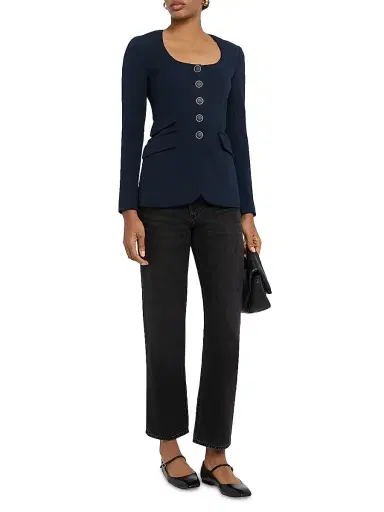 rag & bone Women's Featherweight Dre Mid-Rise Boyfriend Jeans - Jet Black | Thumbnail 2