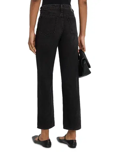 rag & bone Women's Featherweight Dre Mid-Rise Boyfriend Jeans - Jet Black | Thumbnail 4