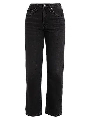 rag & bone Women's Featherweight Dre Mid-Rise Boyfriend Jeans - Jet Black | Thumbnail 1