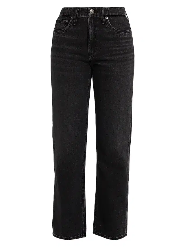 rag & bone Women's Featherweight Dre Mid-Rise Boyfriend Jeans - Jet Black