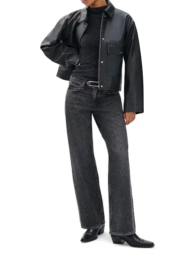 rag & bone Women's The Saige Low-Rise Jeans - Charcoal | Thumbnail 2