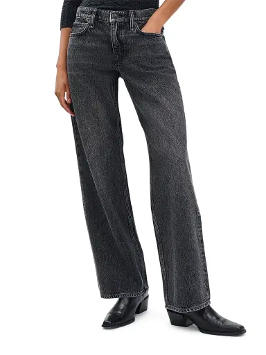 rag & bone Women's The Saige Low-Rise Jeans - Charcoal | Thumbnail 3