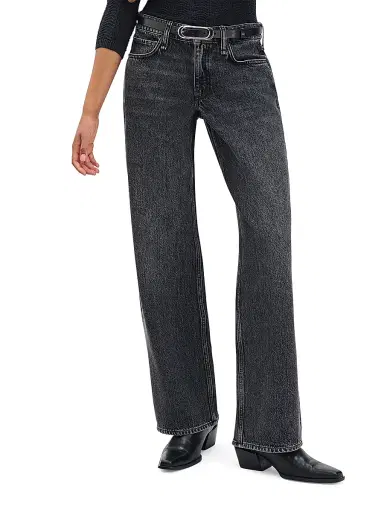 rag & bone Women's The Saige Low-Rise Jeans - Charcoal | Thumbnail 5