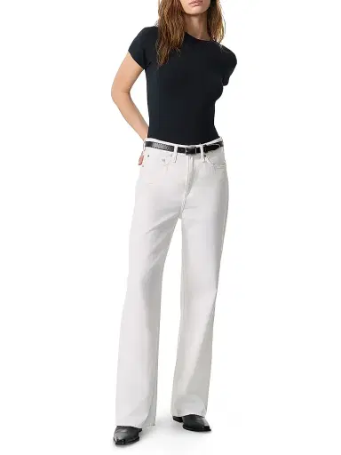 rag & bone Women's Featherweight Logan Wide-Leg Jeans - Optic White | Thumbnail 2