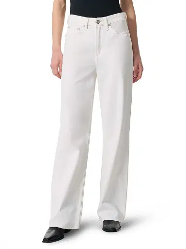 rag & bone Women's Featherweight Logan Wide-Leg Jeans - Optic White | Thumbnail 3