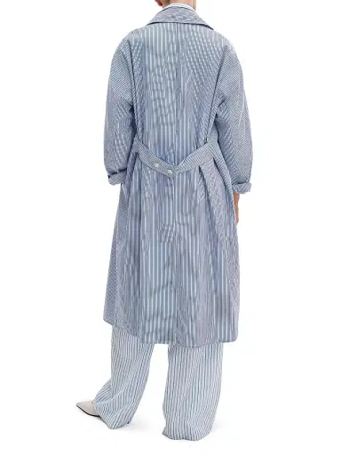 rag & bone Women's Gayle Striped Cotton Poplin Trench Coat - Blue Stripe | Thumbnail 4