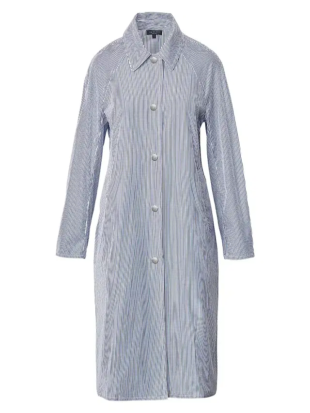 rag & bone Women's Gayle Striped Cotton Poplin Trench Coat - Blue Stripe