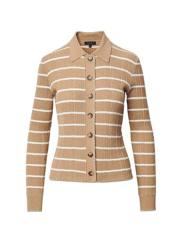 rag & bone Women's Harper Striped Cardigan - Camel
